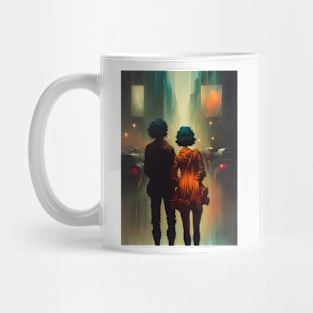 Couple walks at street together Mug